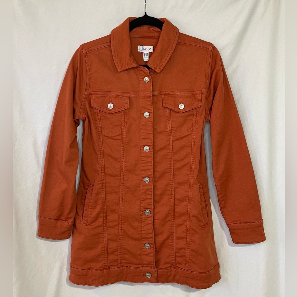 Denim & Co. Copper Brown Comfy Knit Denim Jacket Size XXS